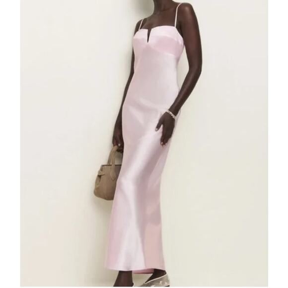 NWD Reformation Brie Silk Maxi Dress GownSize 14 Cherry Blossom #4A462 - Picture 1 of 15
